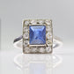 Art Deco Platinum 1.8 carat Sapphire and Diamond Cluster Ring - Friar House