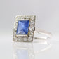 Art Deco Platinum 1.8 carat Sapphire and Diamond Cluster Ring - Friar House