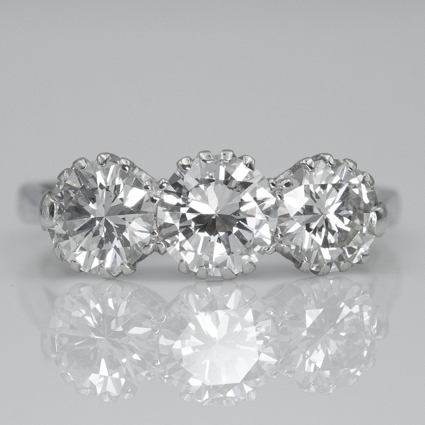 Art Deco Platinum 1.9 Carat Diamond Three Stone Ring - Friar House