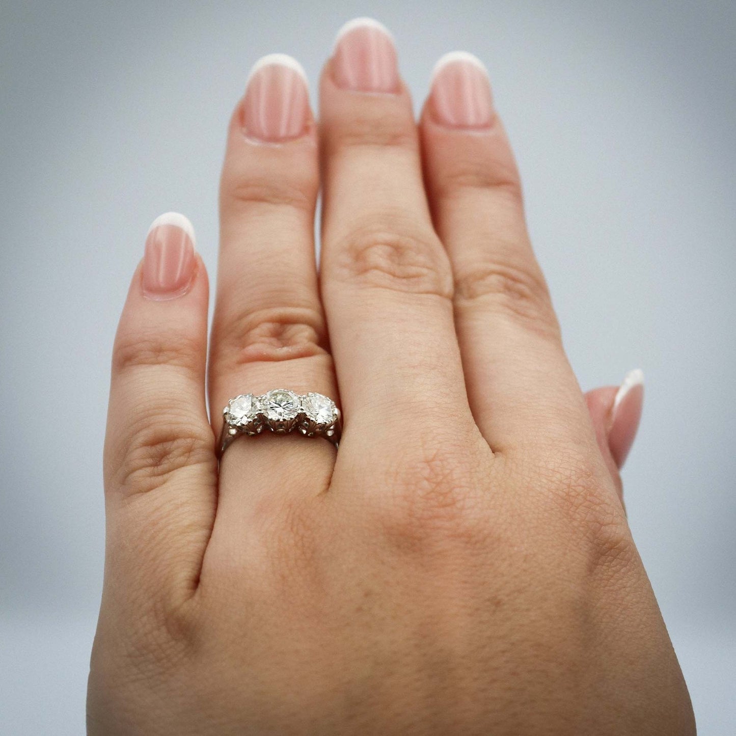 Art Deco Platinum 1.9 Carat Diamond Three Stone Ring - Friar House