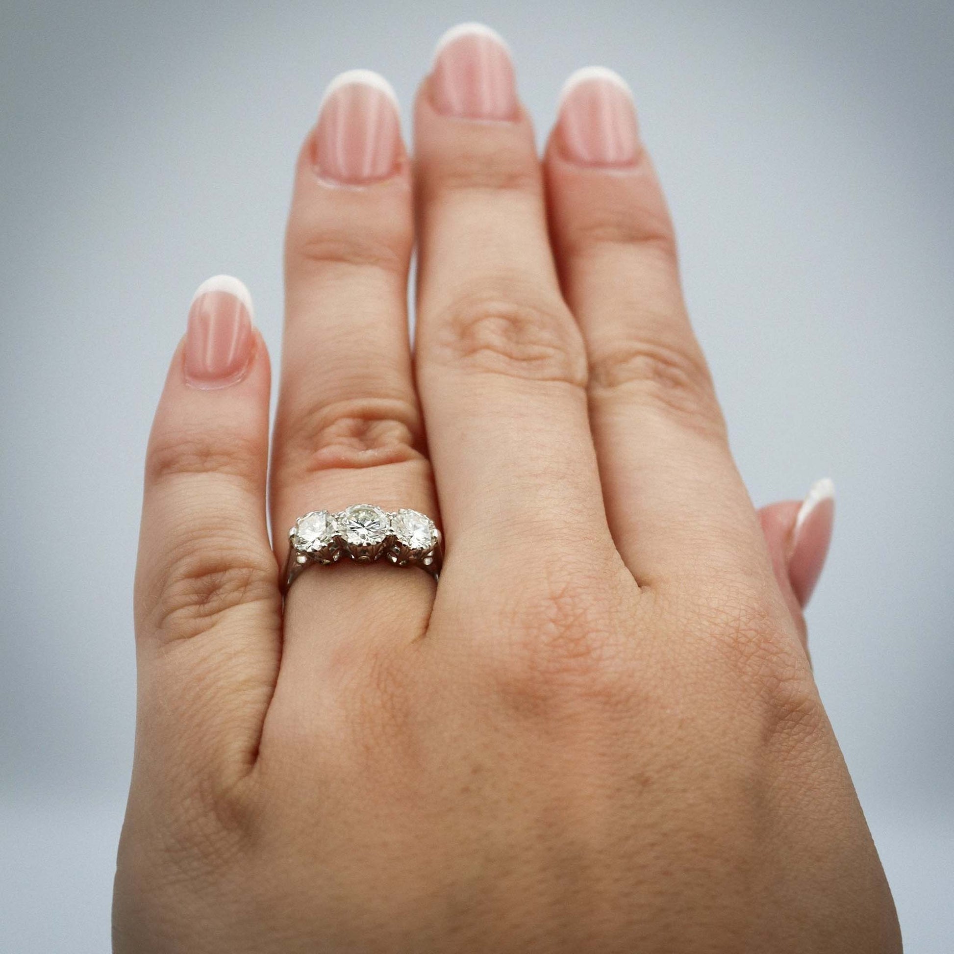 Art Deco Platinum 1.9 Carat Diamond Three Stone Ring - Friar House