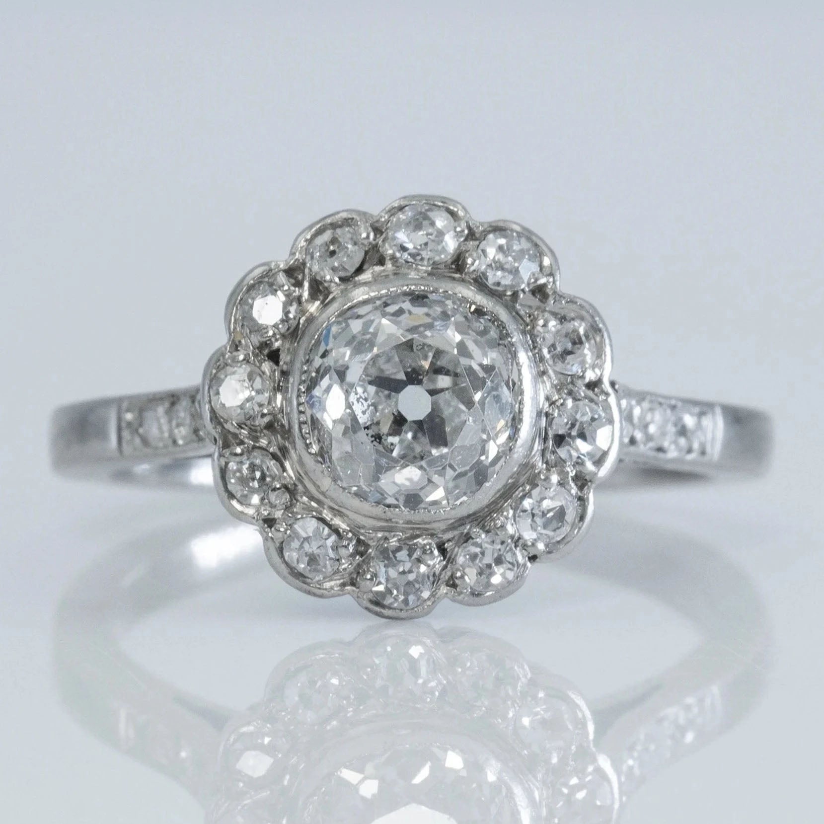 Art Deco Platinum 1 carat Diamond Cluster Ring - Friar House