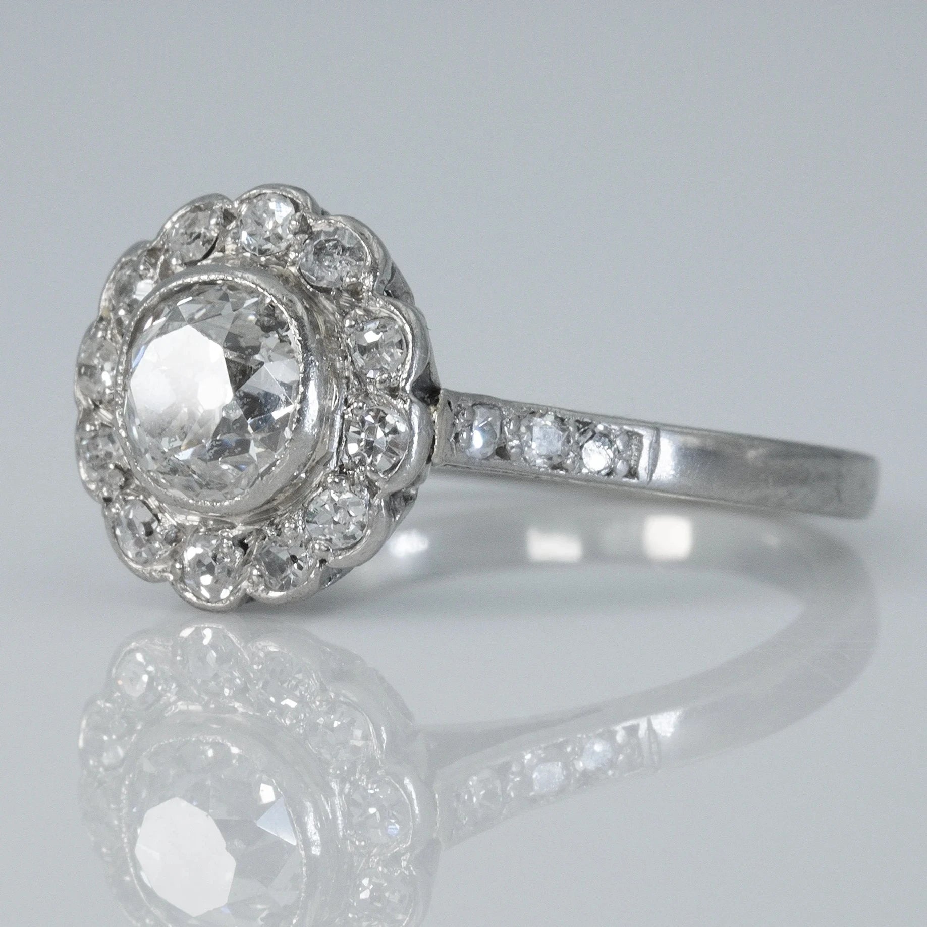 Art Deco Platinum 1 carat Diamond Cluster Ring - Friar House