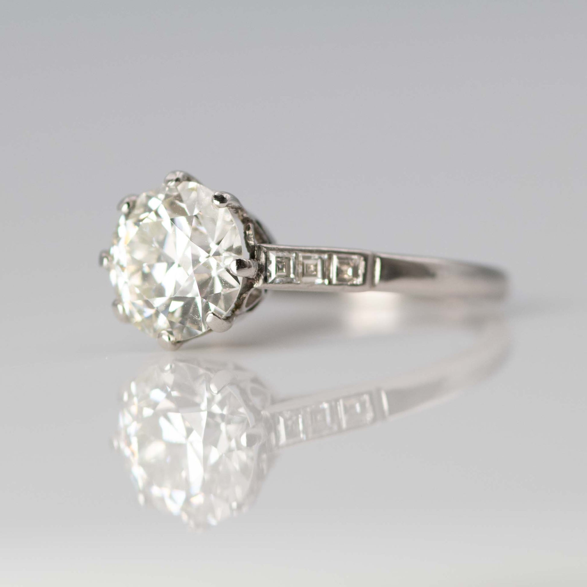 Art Deco Platinum 2 Carat Diamond Solitaire Engagement Ring - Friar House