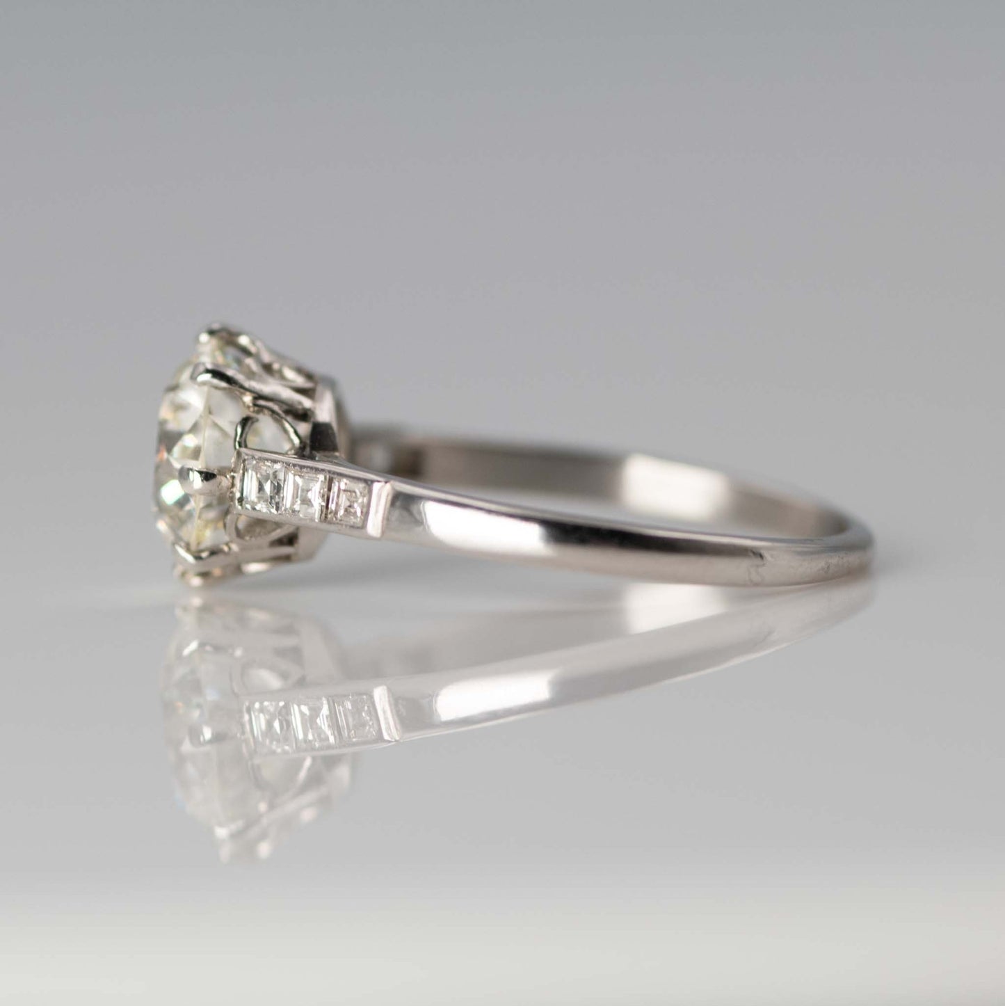 Art Deco Platinum 2 Carat Diamond Solitaire Engagement Ring - Friar House