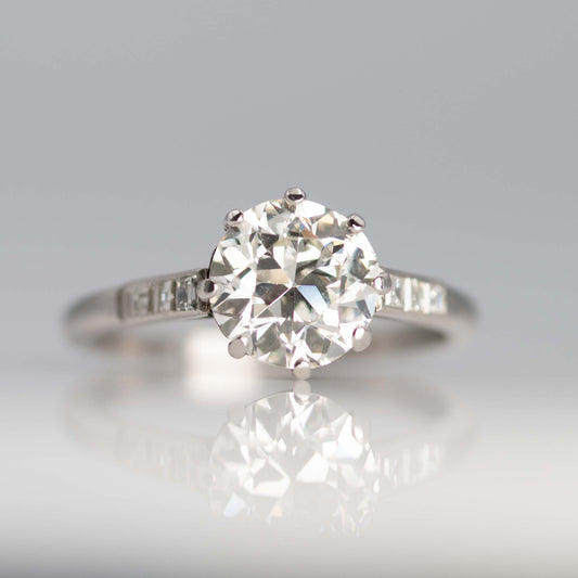 Art Deco Platinum 2 Carat Diamond Solitaire Engagement Ring - Friar House