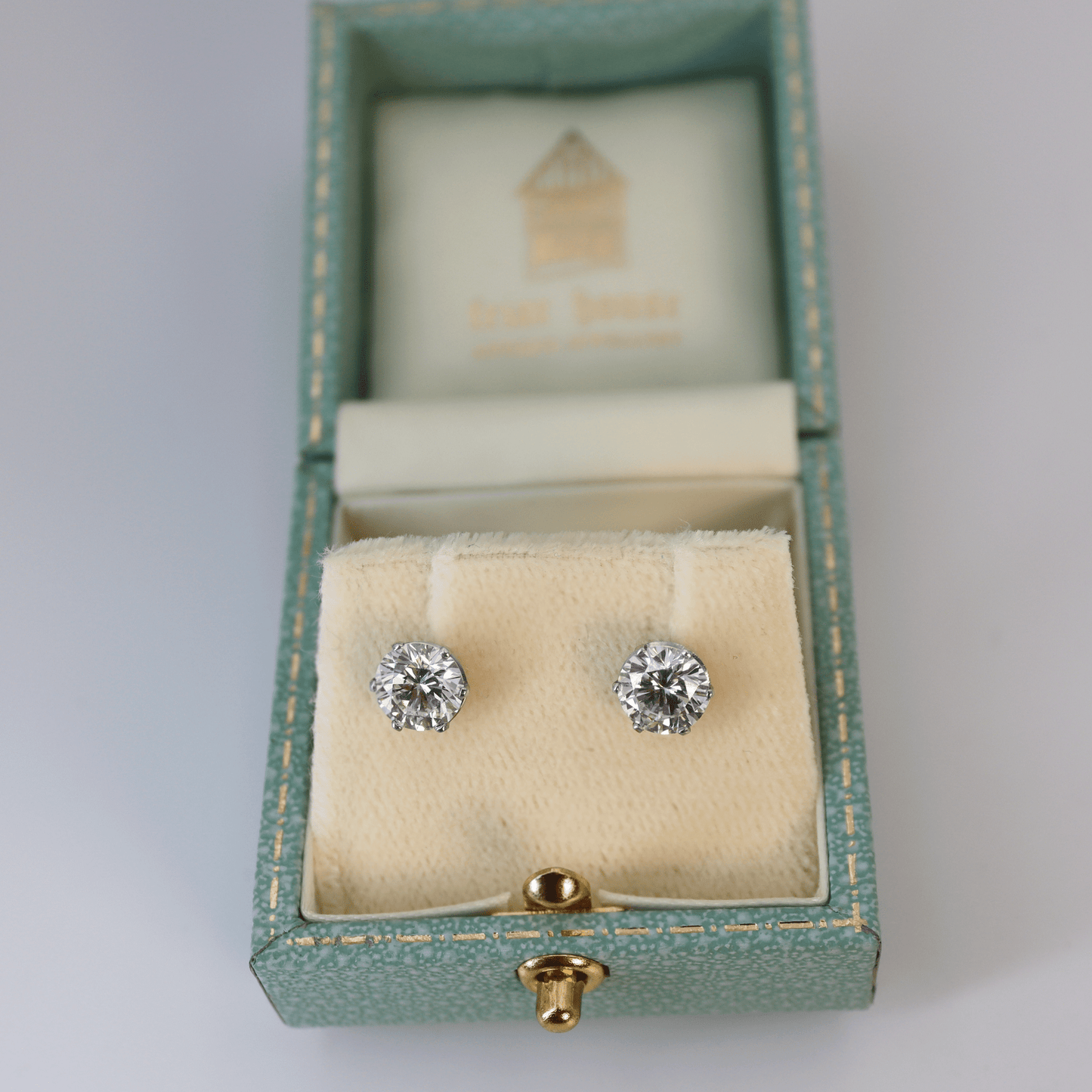 Art Deco Platinum 2.40 carat Diamond Stud Earrings - Friar House