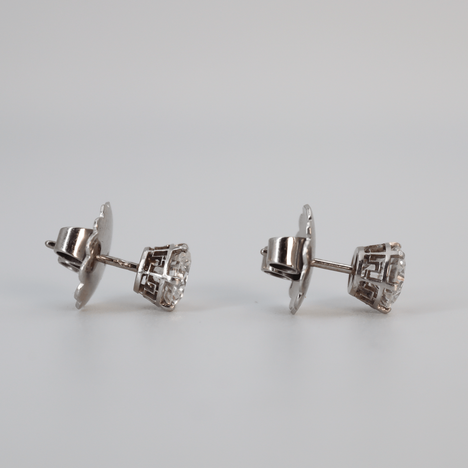 Art Deco Platinum 2.40 carat Diamond Stud Earrings - Friar House