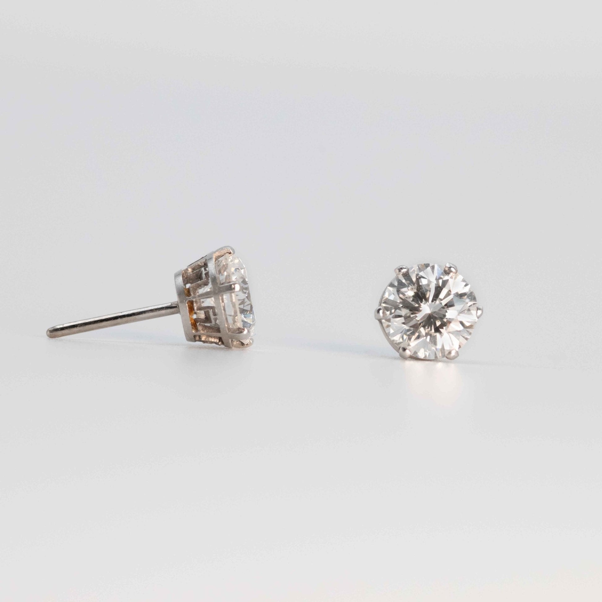 Art Deco Platinum 2.40 Carat Diamond Stud Earrings - Friar House