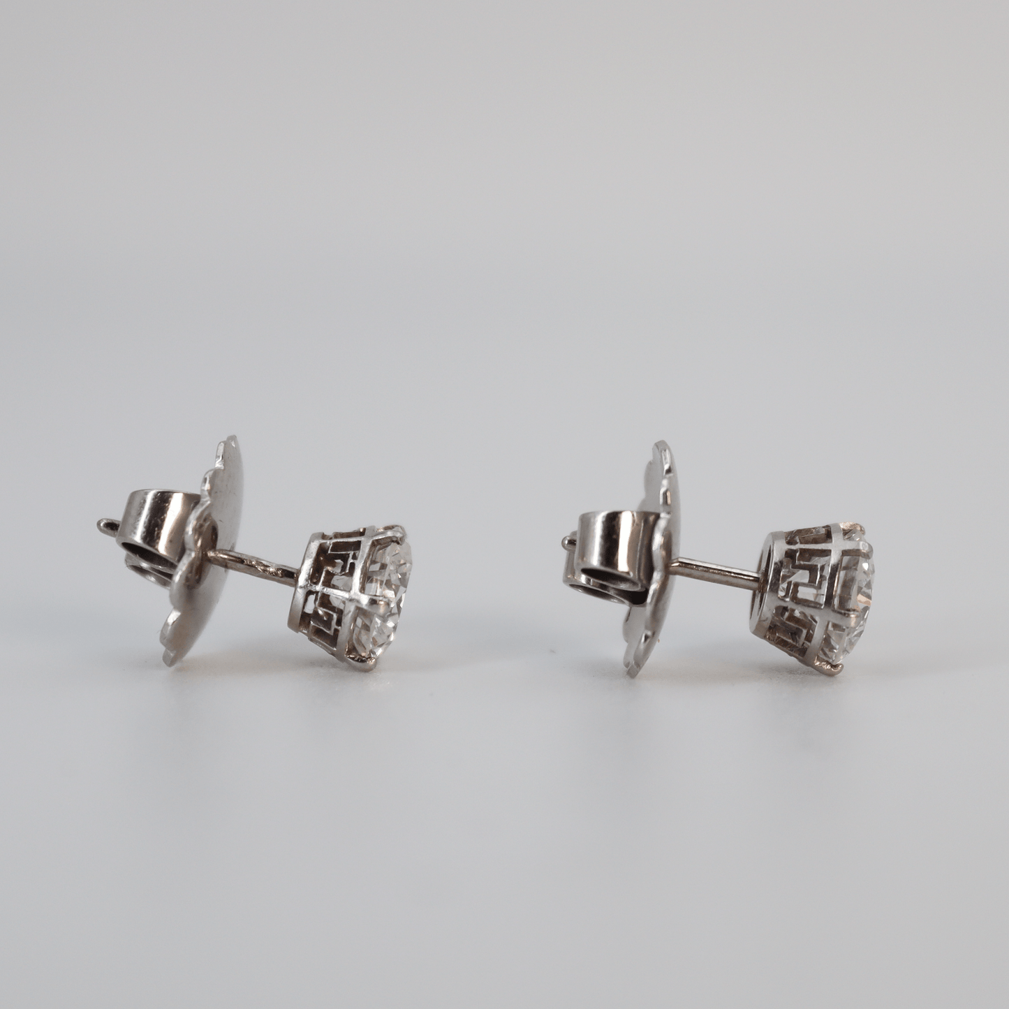 Art Deco Platinum 2.40 Carat Diamond Stud Earrings - Friar House