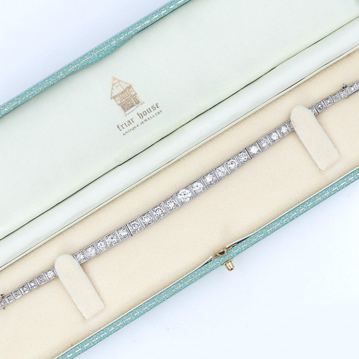 Art Deco Platinum 6.50 Carat Diamond Graduated Line Bracelet - Friar House
