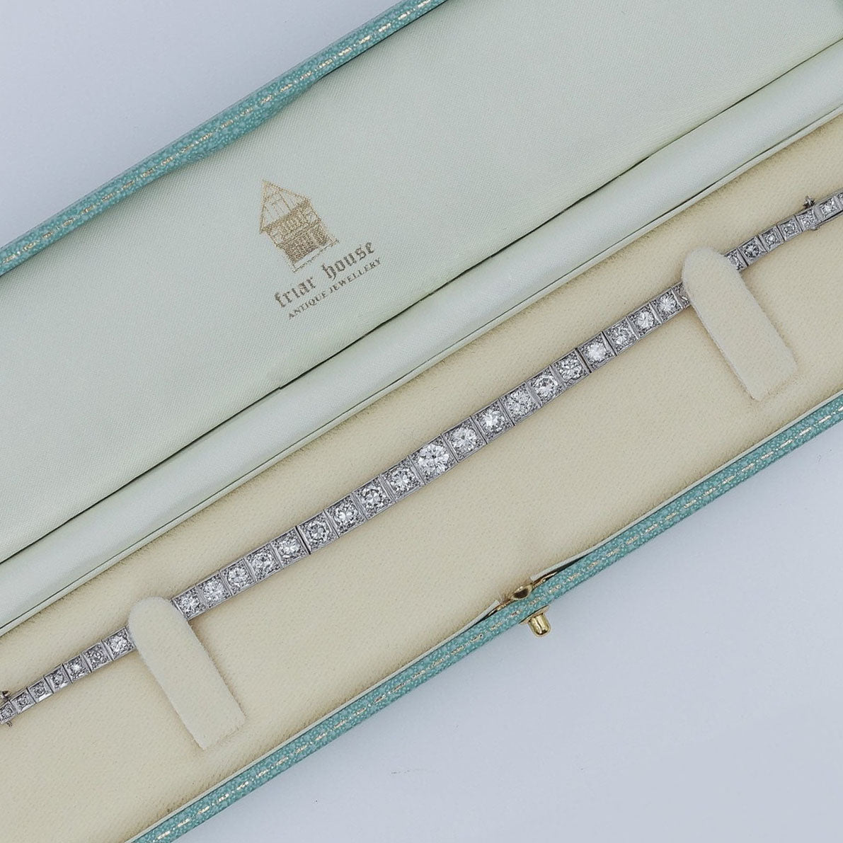 Art Deco Platinum 6.50 Carat Diamond Graduated Line Bracelet - Friar House