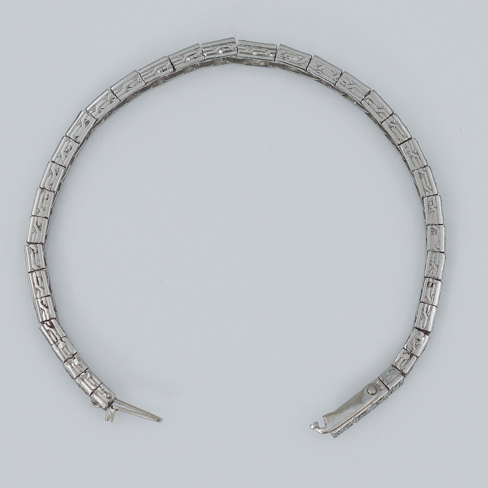 Art Deco Platinum 6.50 Carat Diamond Graduated Line Bracelet - Friar House
