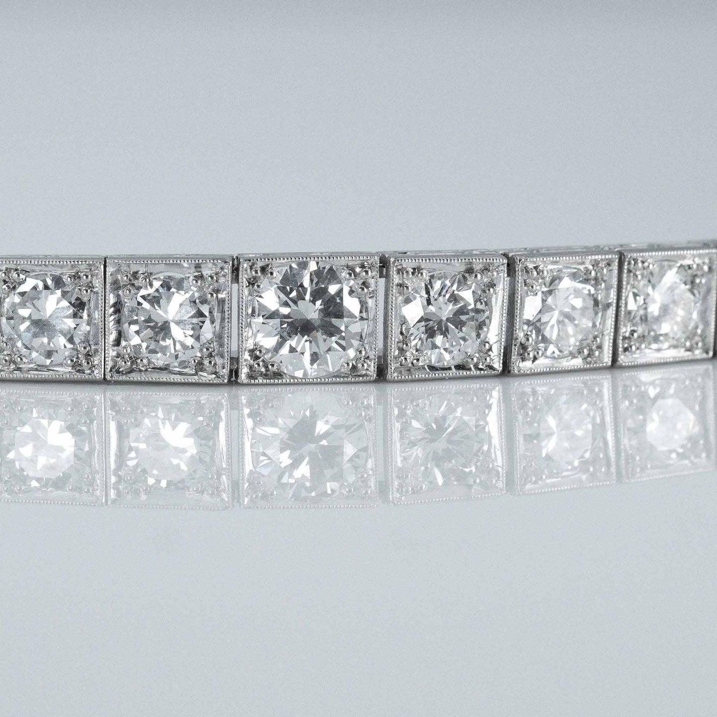 Art Deco Platinum 6.50 Carat Diamond Graduated Line Bracelet - Friar House