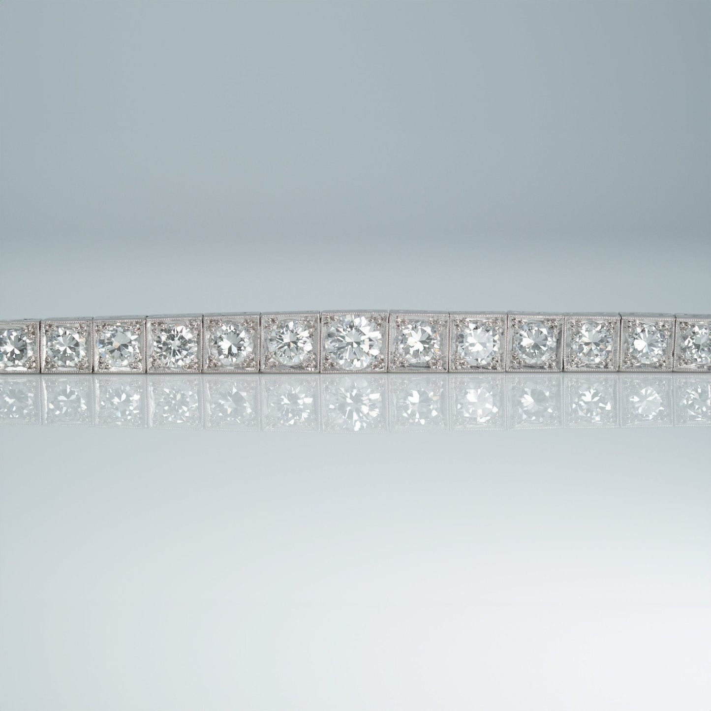 Art Deco Platinum 6.50 Carat Diamond Graduated Line Bracelet - Friar House
