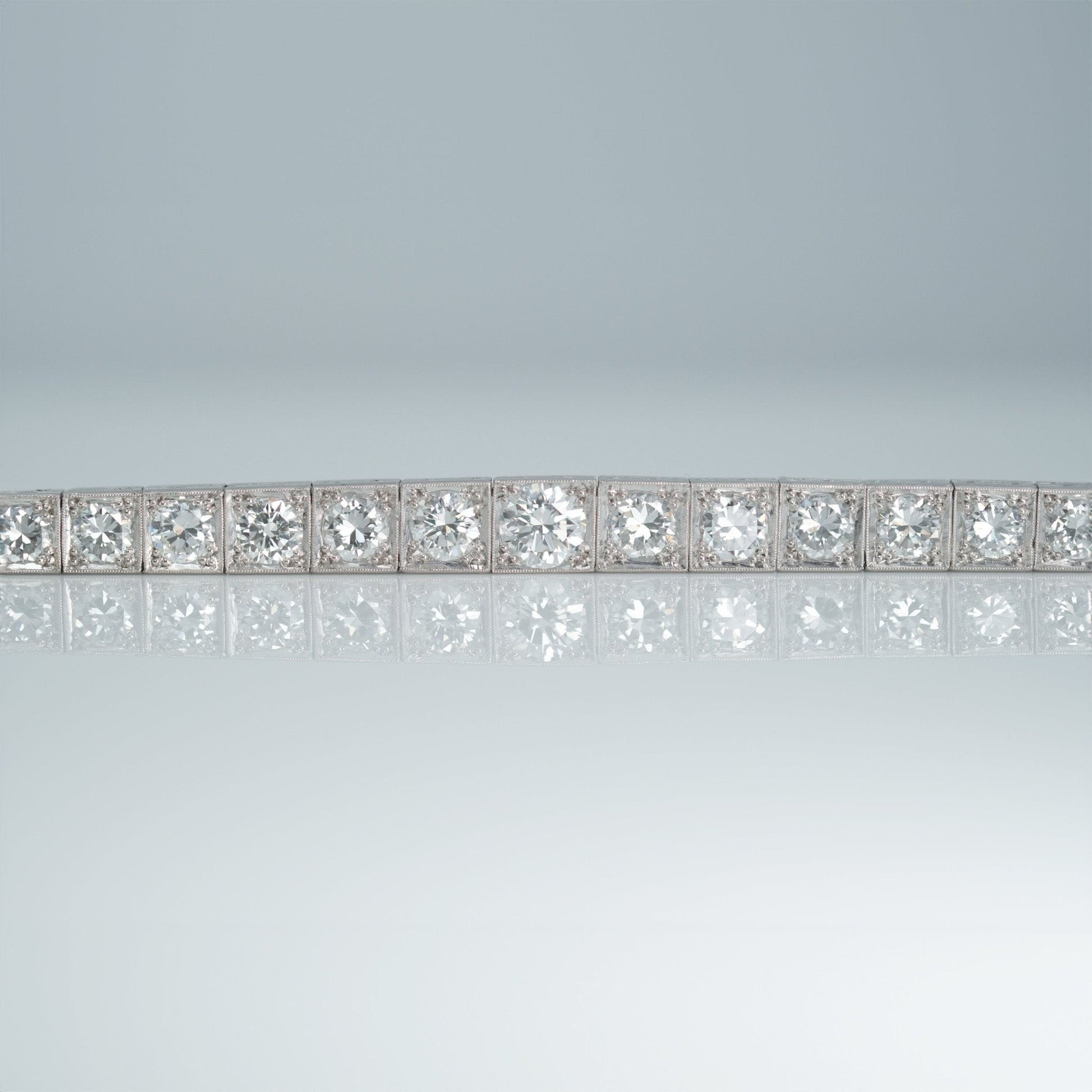 Art Deco Platinum 6.50 Carat Diamond Graduated Line Bracelet - Friar House