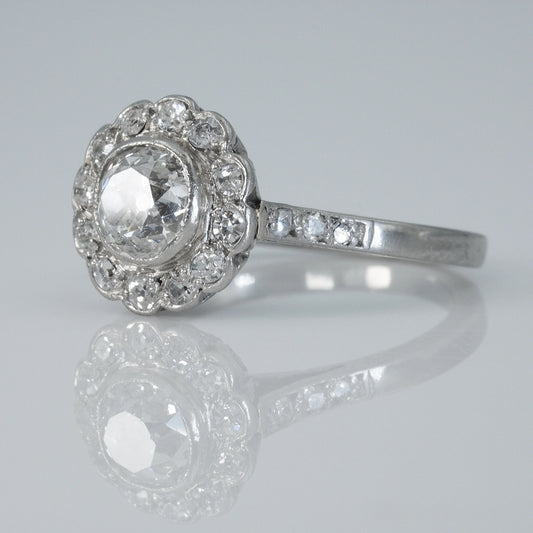 Art Deco Platinum Diamond Cluster Ring - Friar House