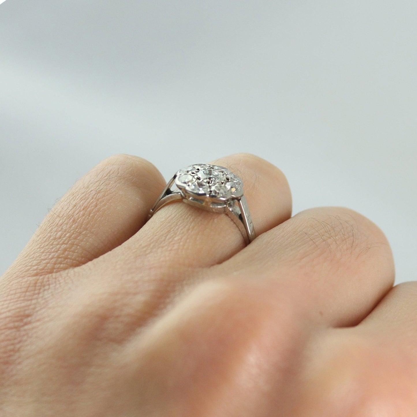 Art Deco Platinum Diamond Daisy Cluster Ring - Friar House