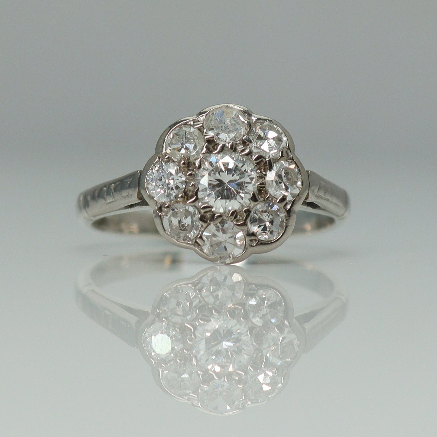 Art Deco Platinum Diamond Daisy Cluster Ring - Friar House