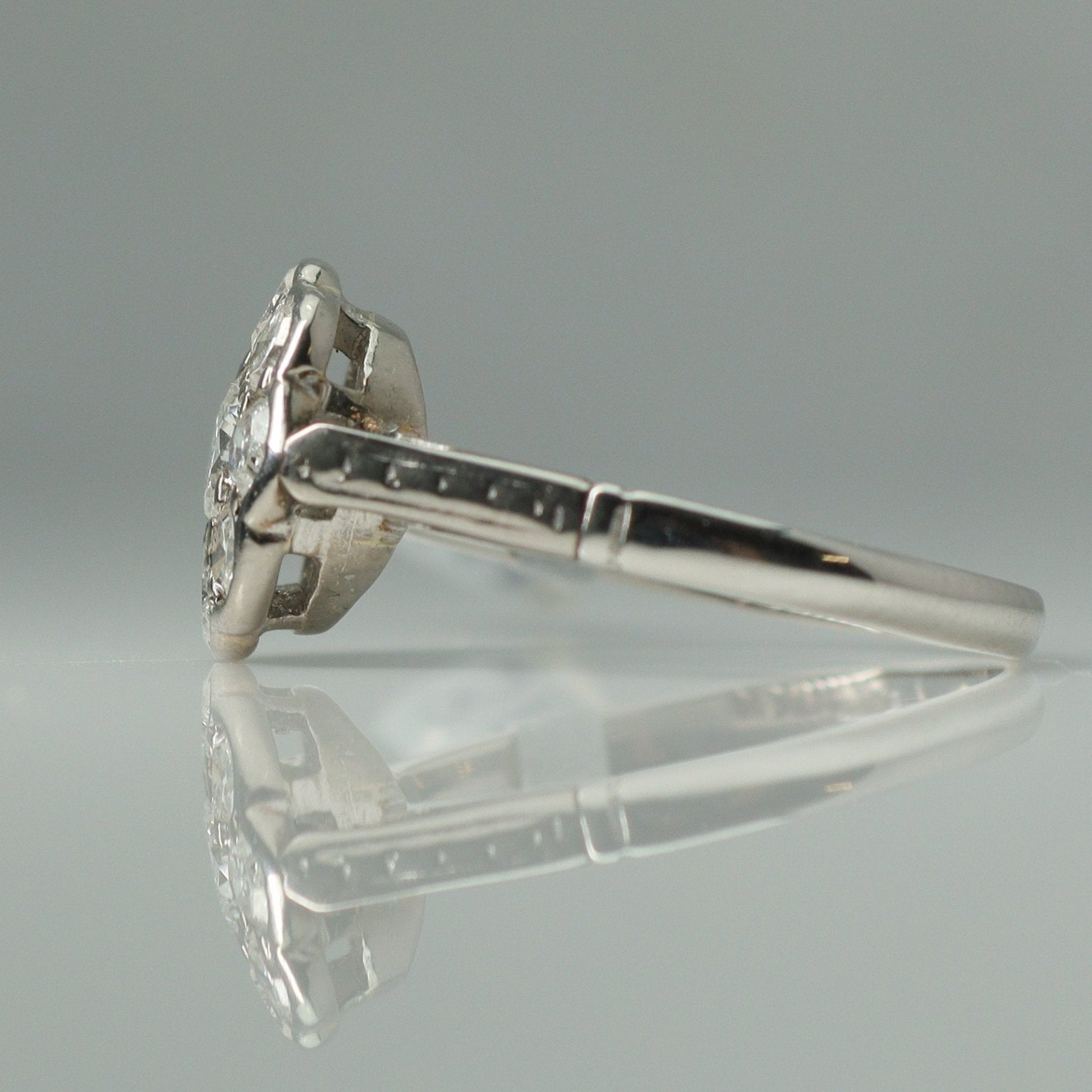 Art Deco Platinum Diamond Daisy Cluster Ring - Friar House