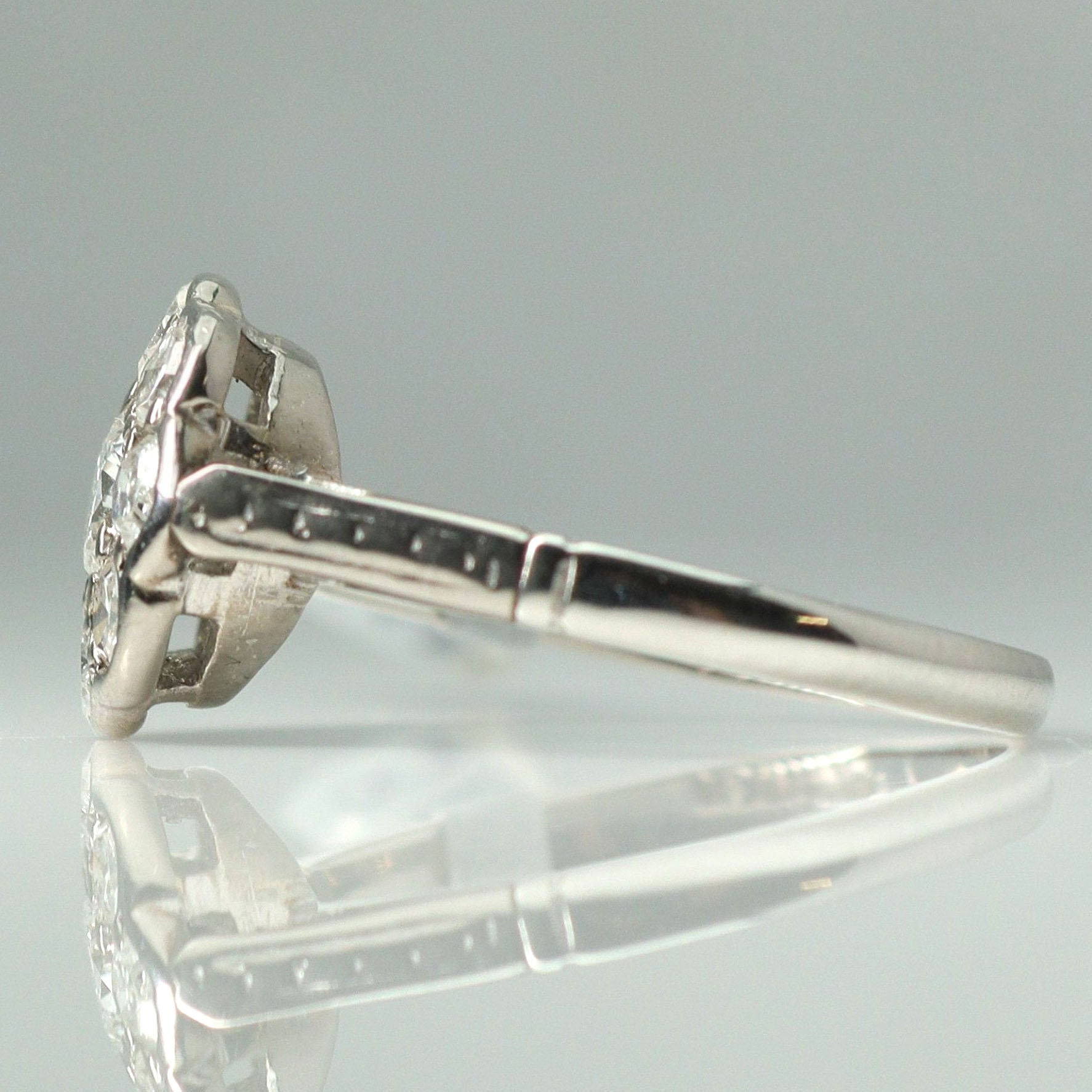 Art Deco Platinum Diamond Daisy Cluster Ring - Friar House