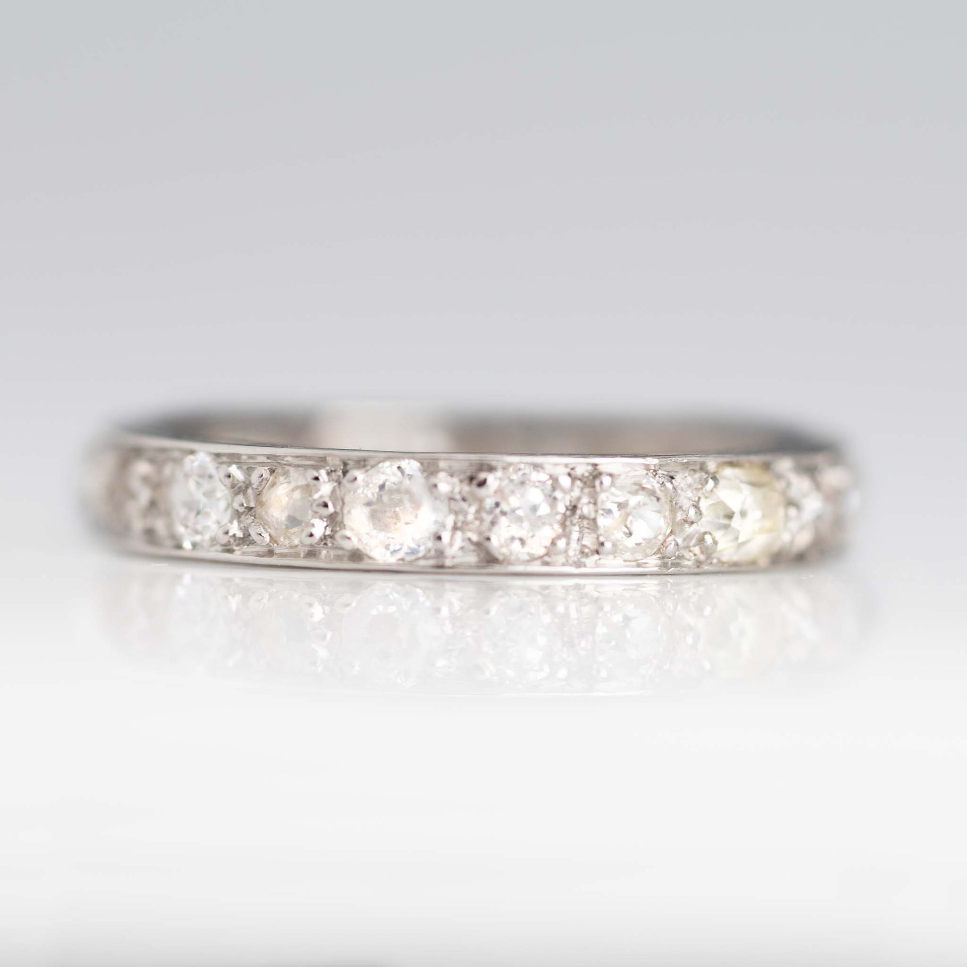 Art Deco Platinum Diamond Eternity Ring Size M 1/2 - Friar House