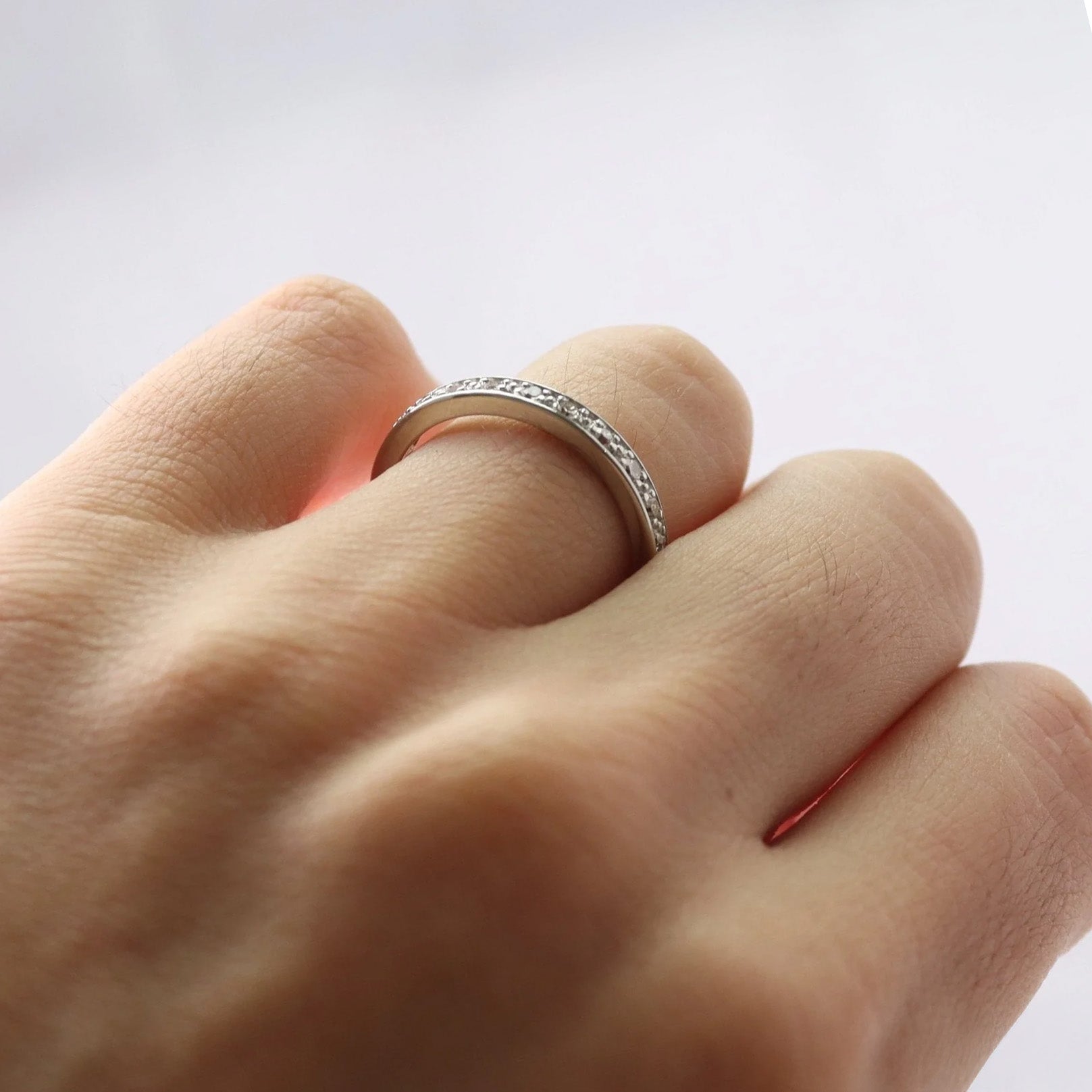 Art Deco Platinum Diamond Eternity Ring Size N - Friar House