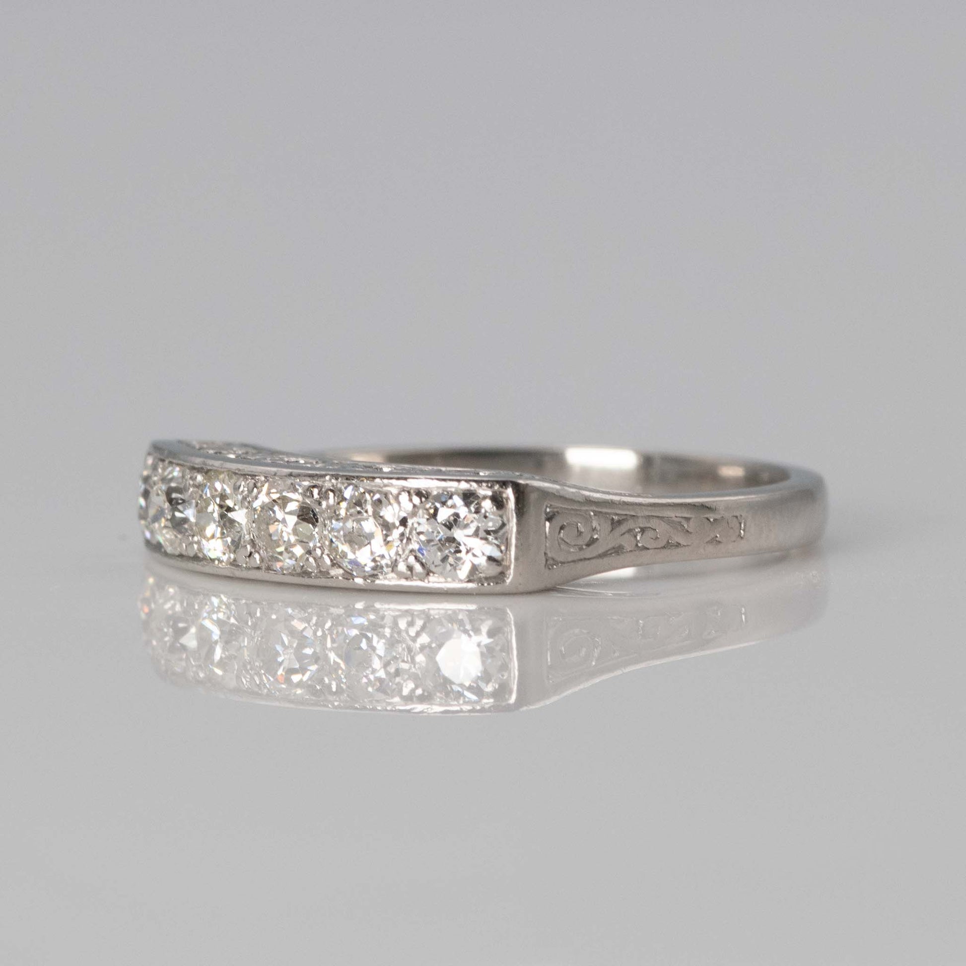 Art Deco Platinum Diamond Six Stone Ring - Friar House