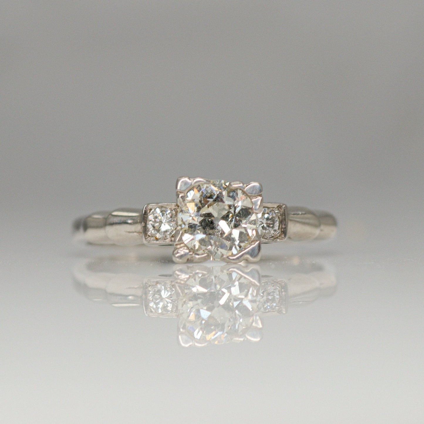 Art Deco Platinum Diamond Solitaire Engagement Ring - Friar House