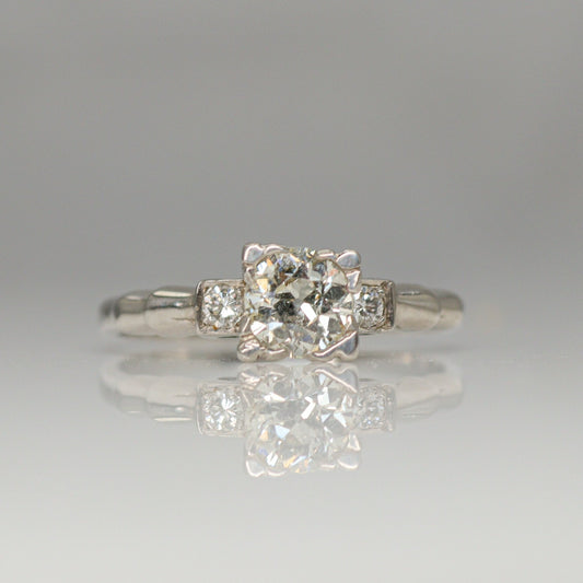 Art Deco Platinum Diamond Solitaire Engagement Ring - Friar House