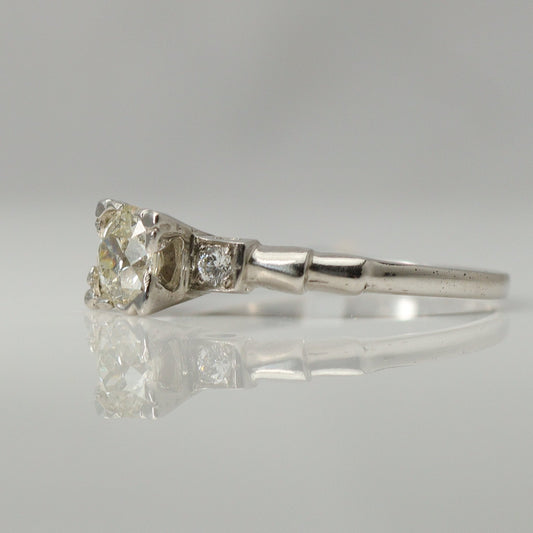 Art Deco Platinum Diamond Solitaire Engagement Ring - Friar House