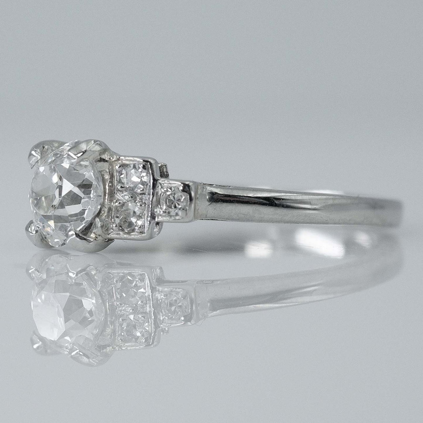 Art Deco Platinum Diamond Solitaire Ring - Friar House Antique Jewellery