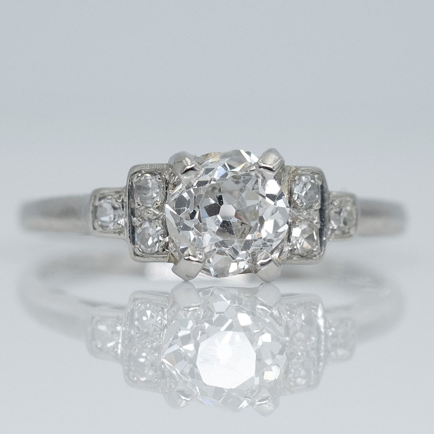 Art Deco Platinum Diamond Solitaire Ring - Friar House Antique Jewellery