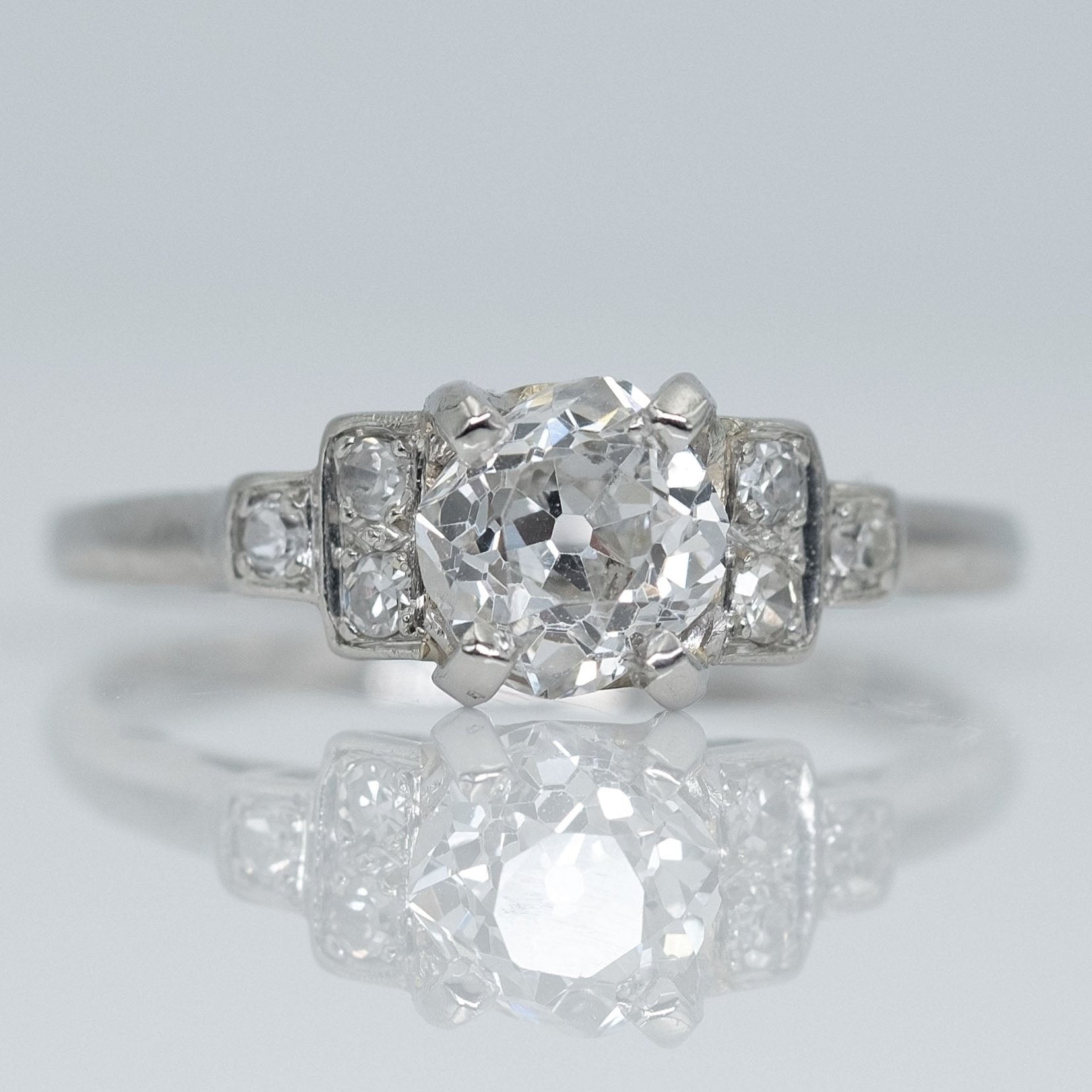 Art Deco Platinum Diamond Solitaire Ring - Friar House Antique Jewellery