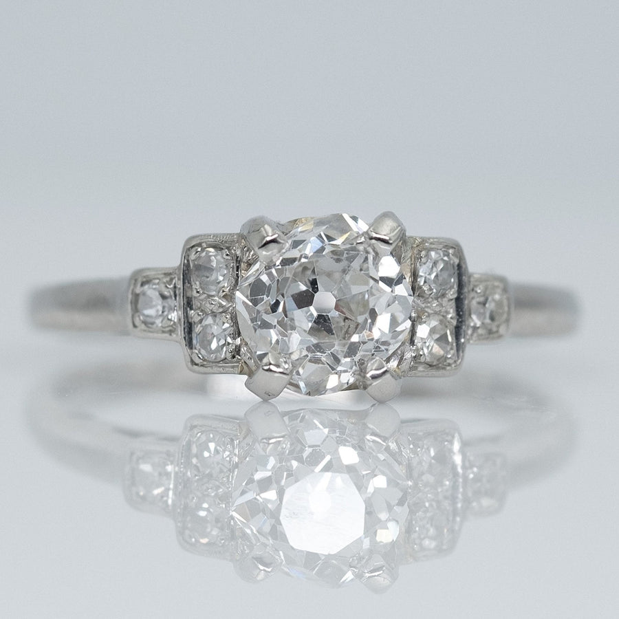 Art Deco Platinum Diamond Solitaire Ring - Friar House Antique Jewellery