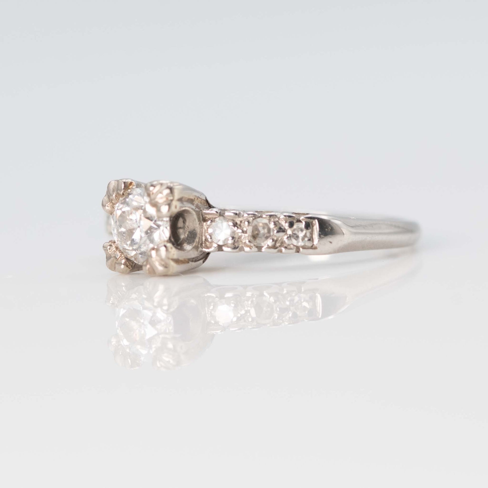 Art Deco Platinum Diamond Square Set Solitaire Ring - Friar House