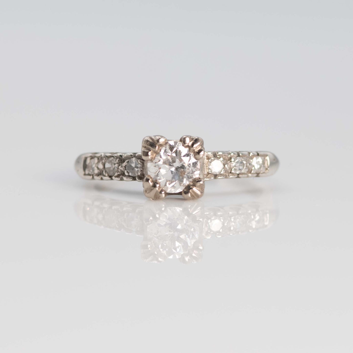 Art Deco Platinum Diamond Square Set Solitaire Ring - Friar House