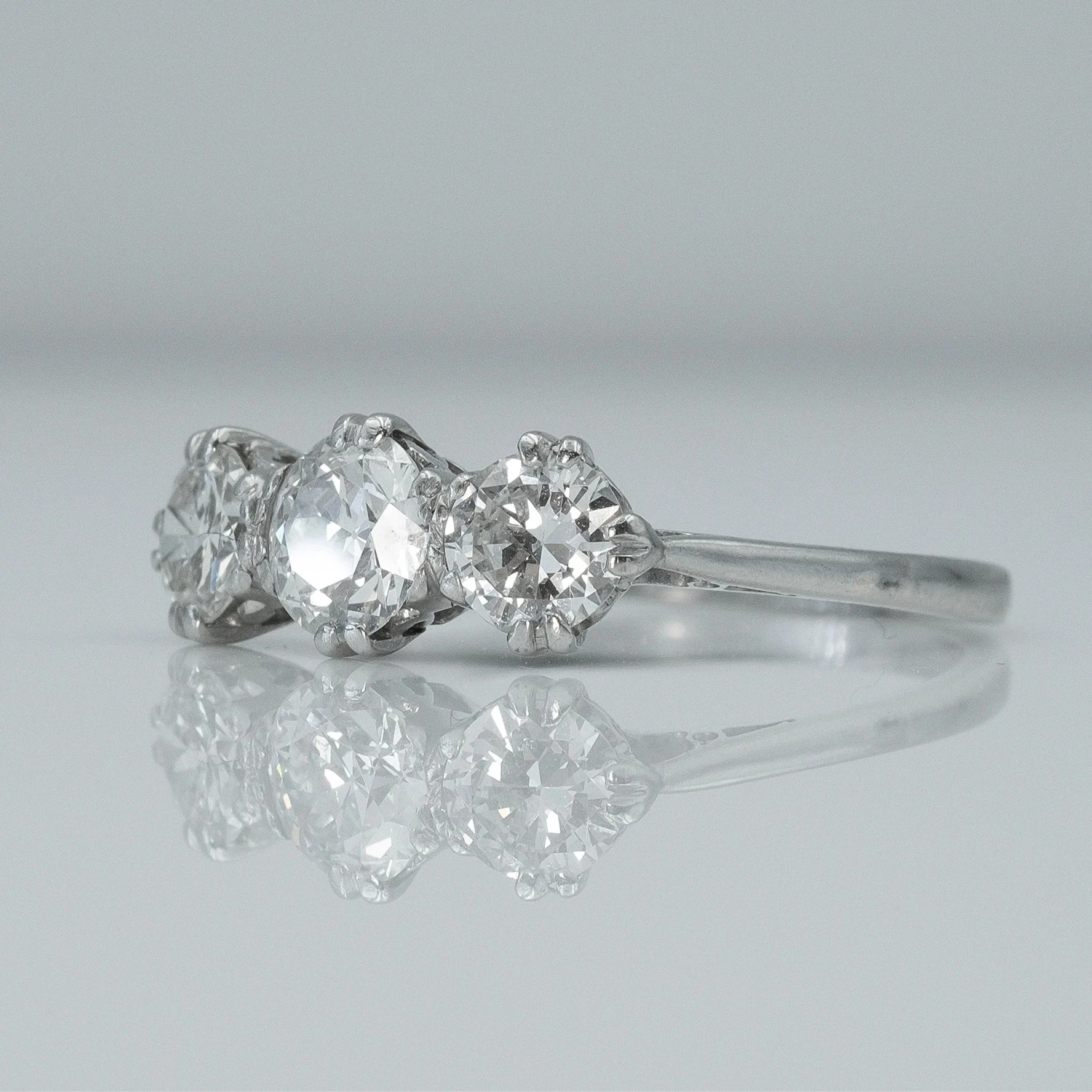Art Deco Platinum Diamond Three Stone Ring - Friar House
