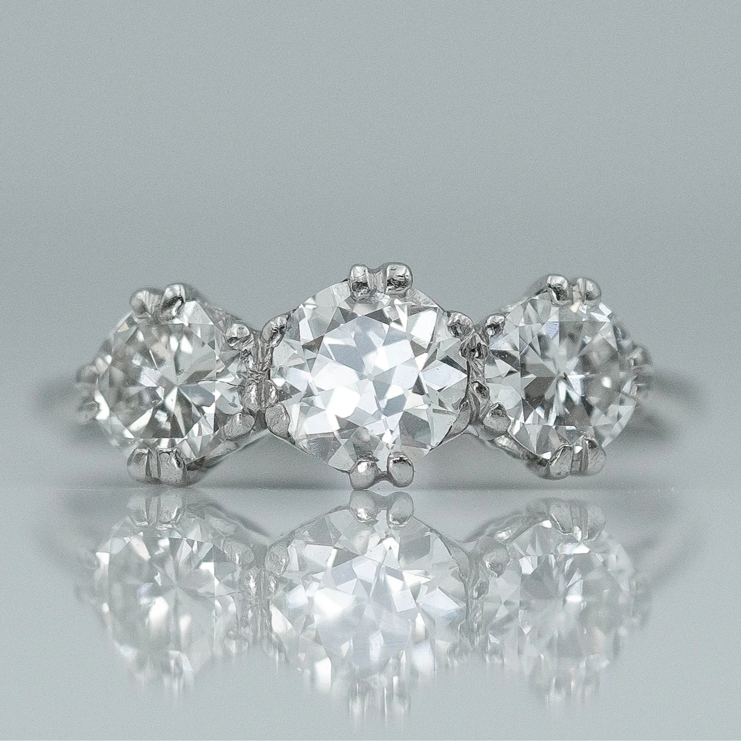 Art Deco Platinum Diamond Three Stone Ring - Friar House