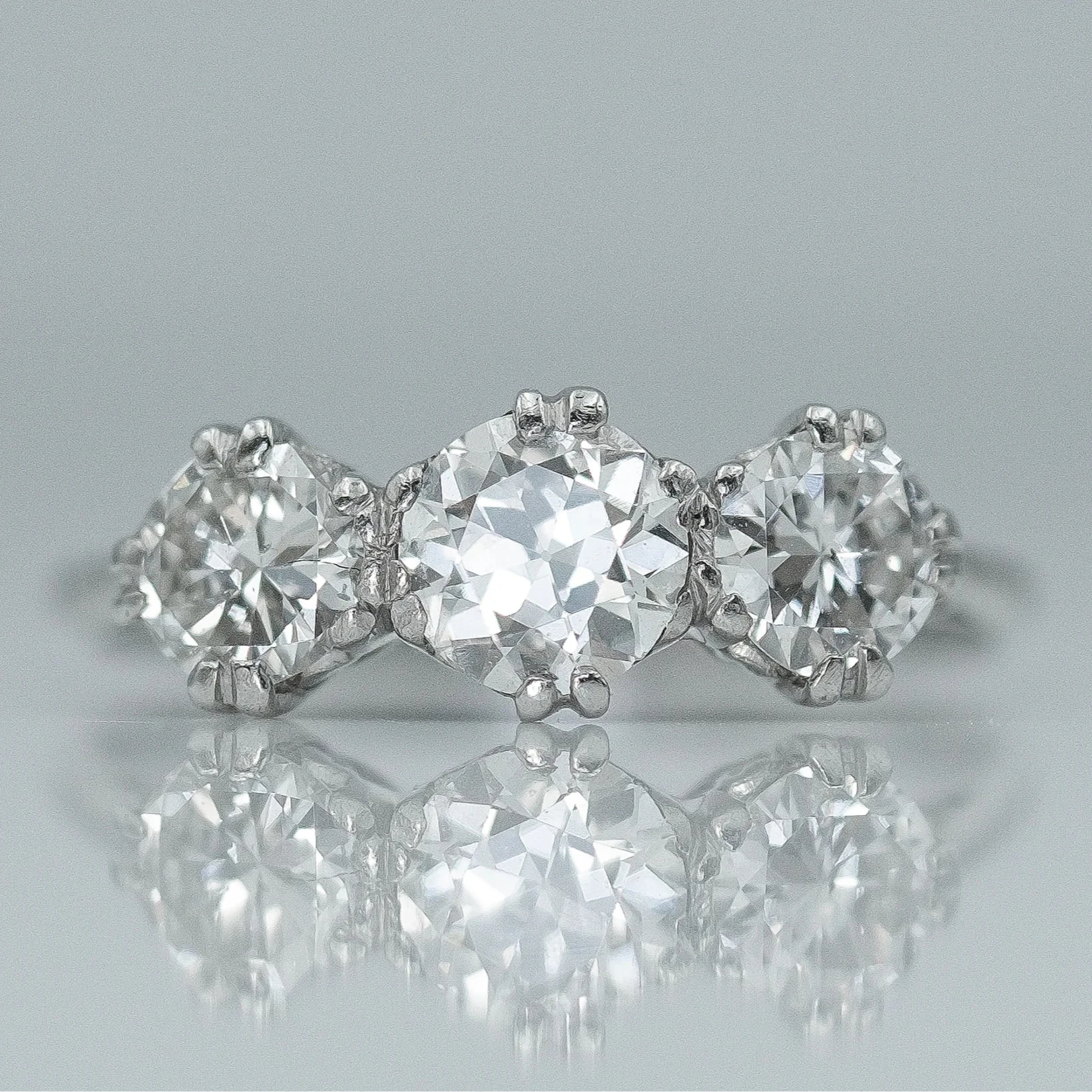 Art Deco Platinum Diamond Three Stone Ring - Friar House