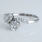 Art Deco Platinum Diamond Two Stone Crossover Ring - Friar House