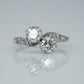 Art Deco Platinum Diamond Two Stone Crossover Ring - Friar House