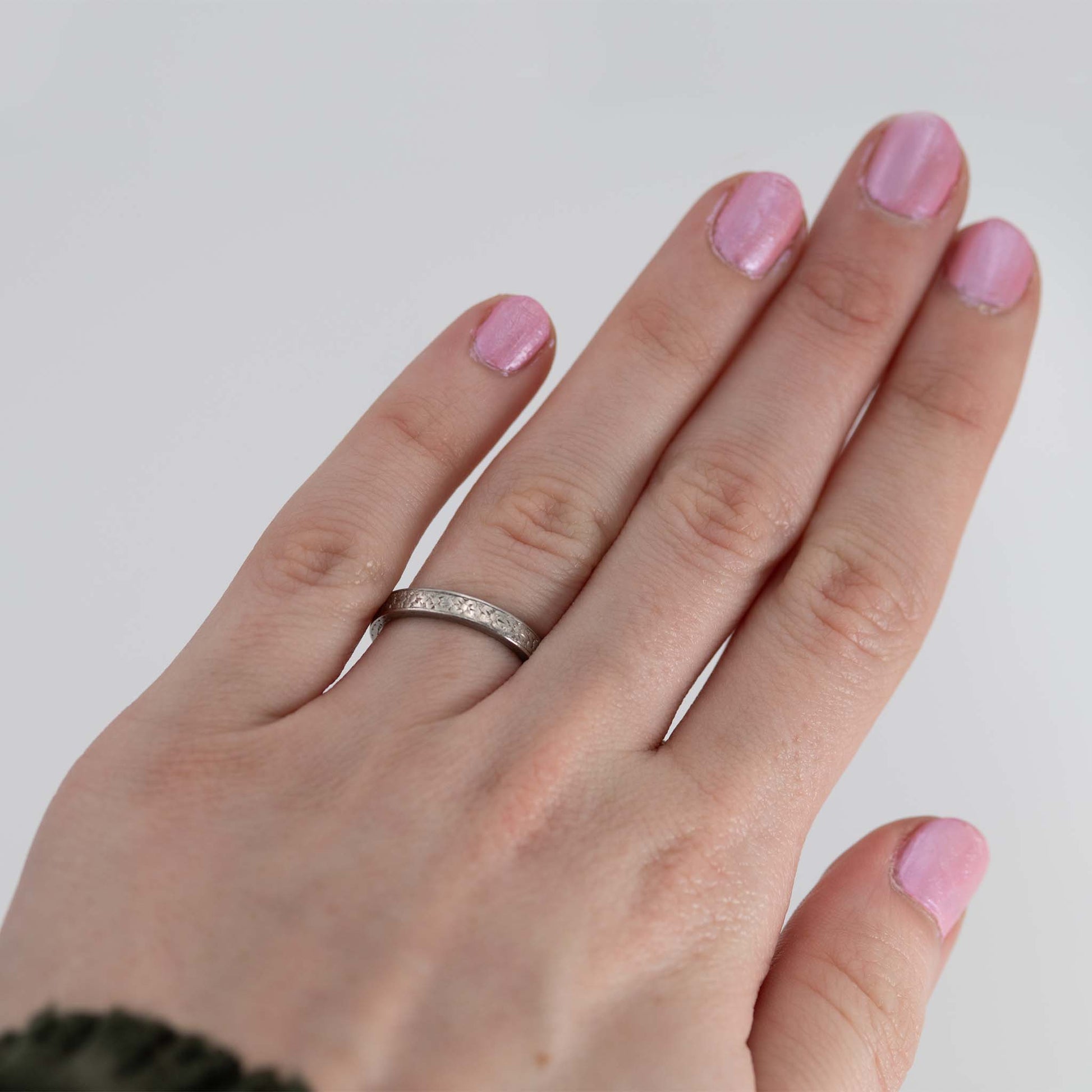 Art Deco Platinum Engraved Wedding Ring - Friar House