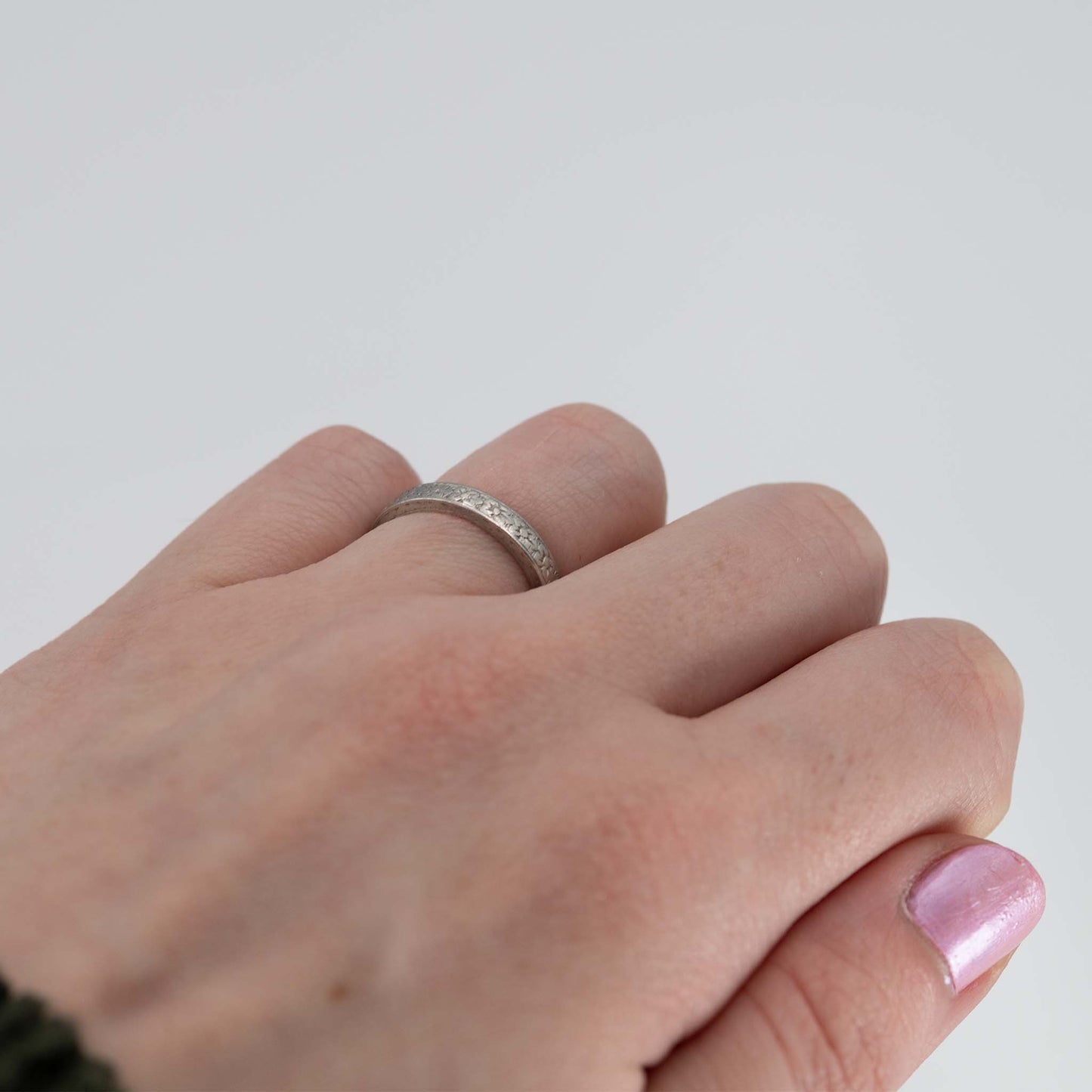 Art Deco Platinum Engraved Wedding Ring - Friar House