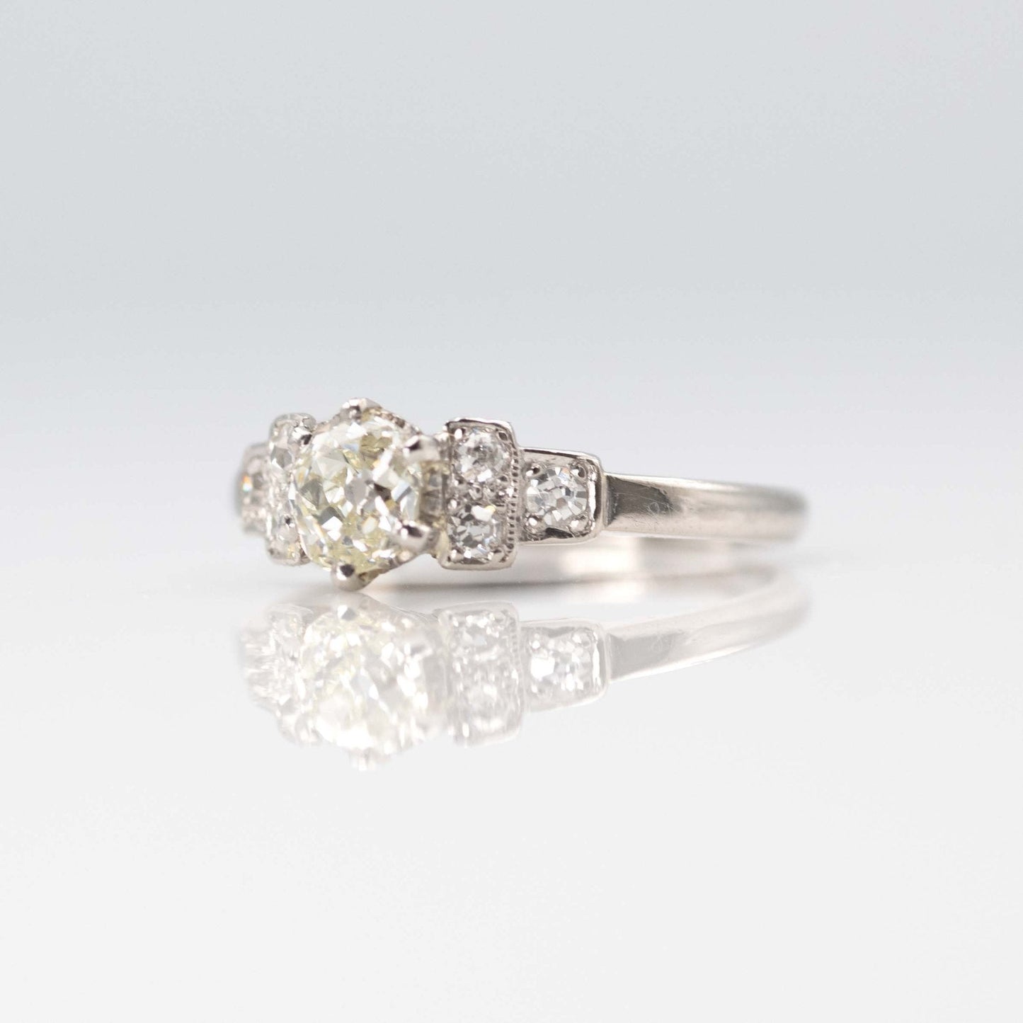 Art Deco Platinum Fancy Pale Yellow Diamond Solitaire Ring - Friar House