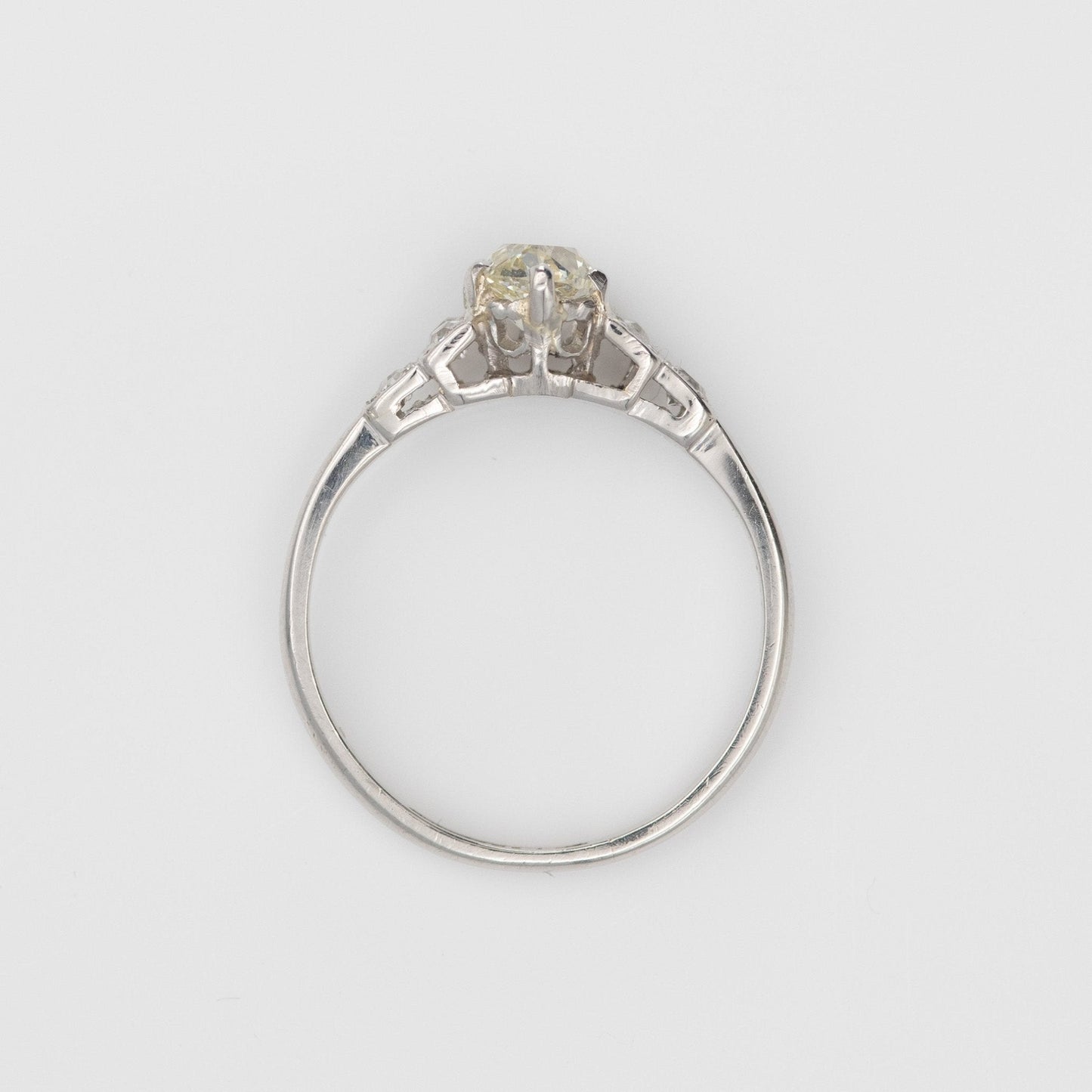 Art Deco Platinum Fancy Pale Yellow Diamond Solitaire Ring - Friar House