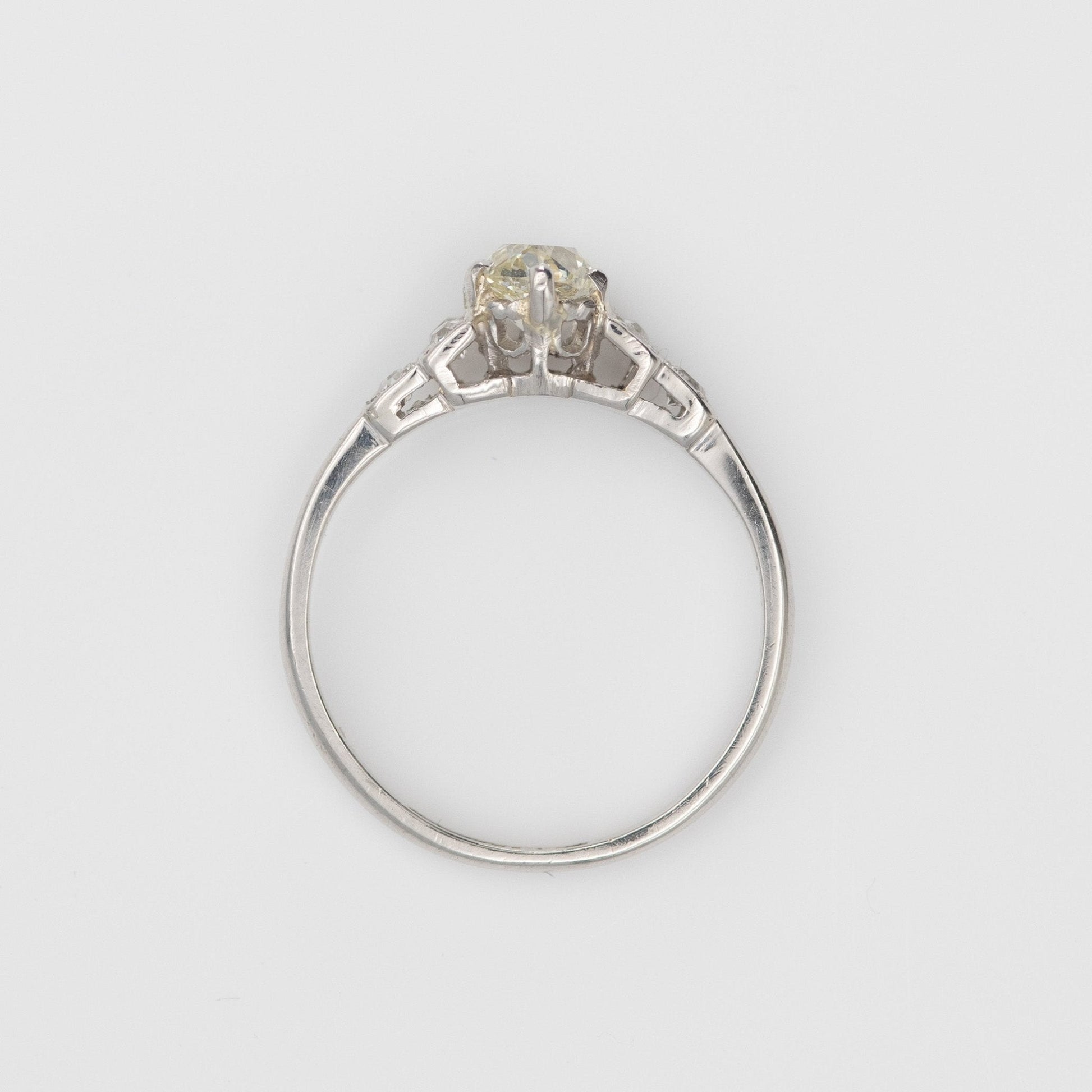 Art Deco Platinum Fancy Pale Yellow Diamond Solitaire Ring - Friar House