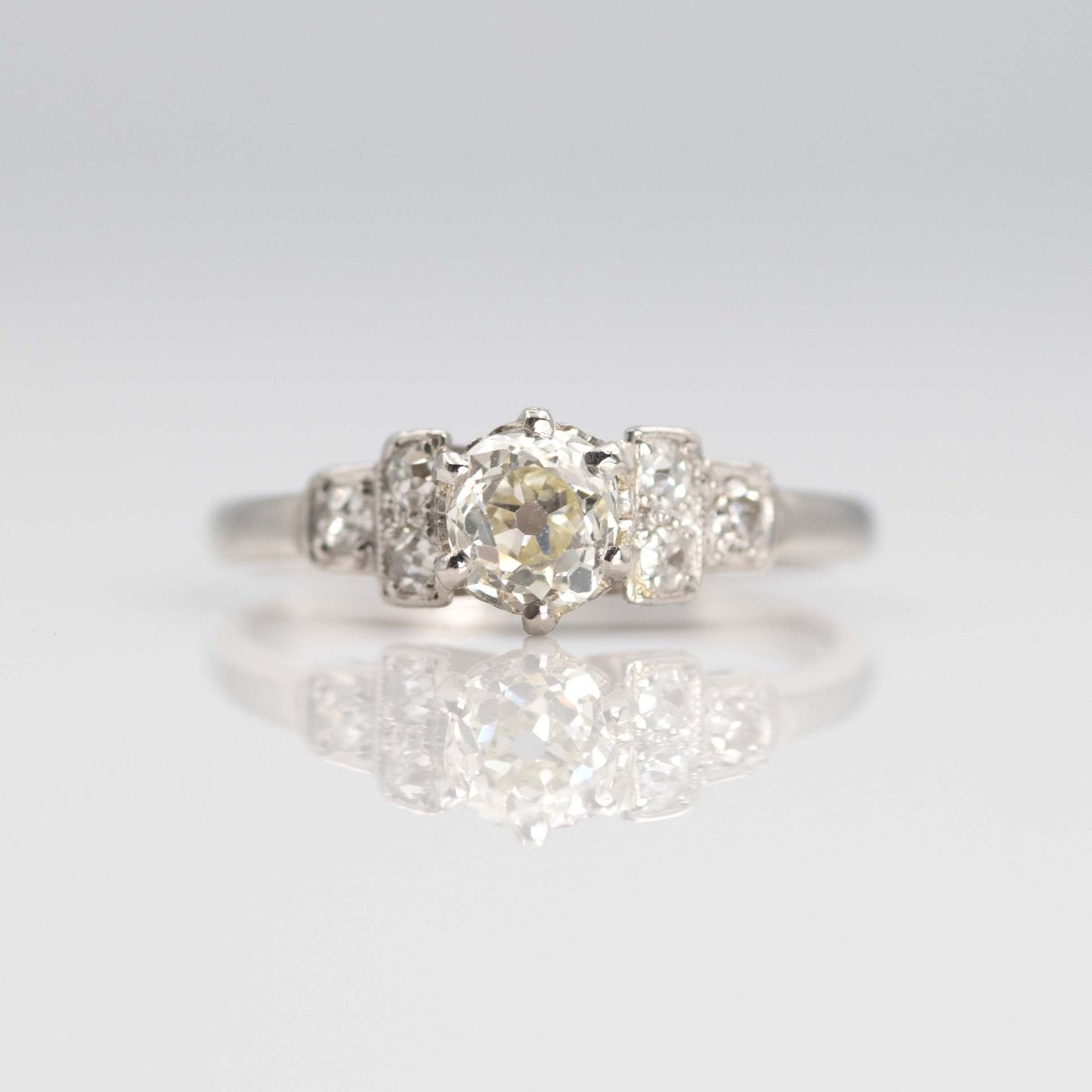 Art Deco Platinum Fancy Pale Yellow Diamond Solitaire Ring - Friar House