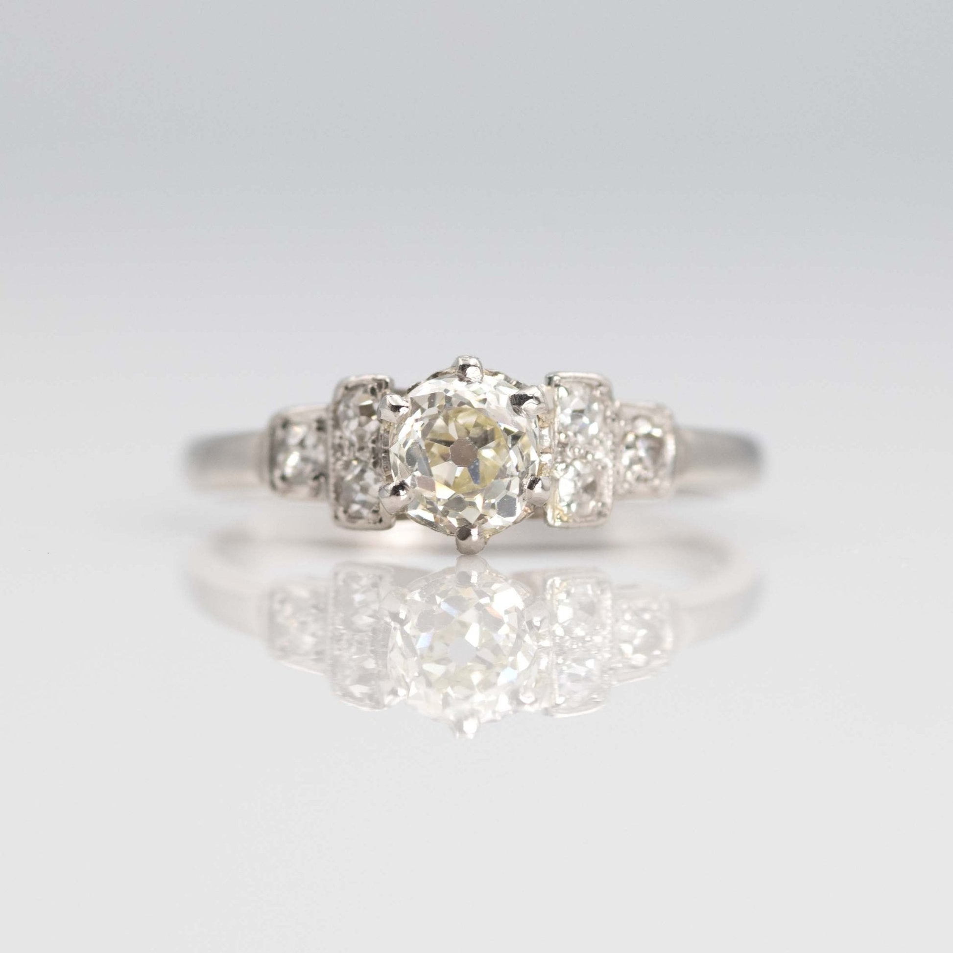 Art Deco Platinum Fancy Pale Yellow Diamond Solitaire Ring - Friar House