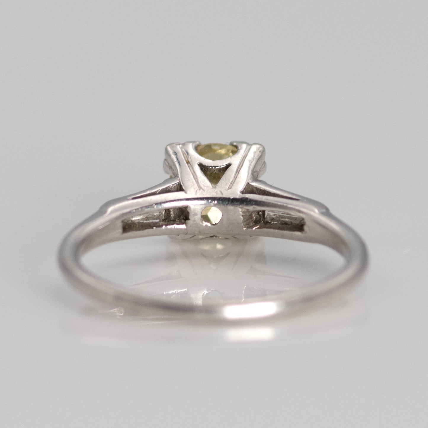 Art Deco Platinum Fancy Yellow 1.20 Carat Diamond Solitaire Ring - Friar House